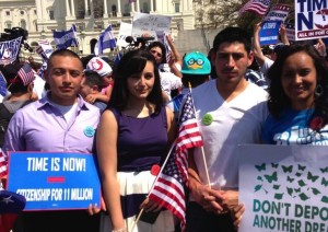 From left to right: Alejandro Morales, Ola Kaso, Jose Patino and Erika Andiola. These Dreamers are featured in ‘The Dream is Now’. They attended a pro-immigration reform rally in Washington, D.C., on Wednesday. (Photo by DRM Action Coalition)